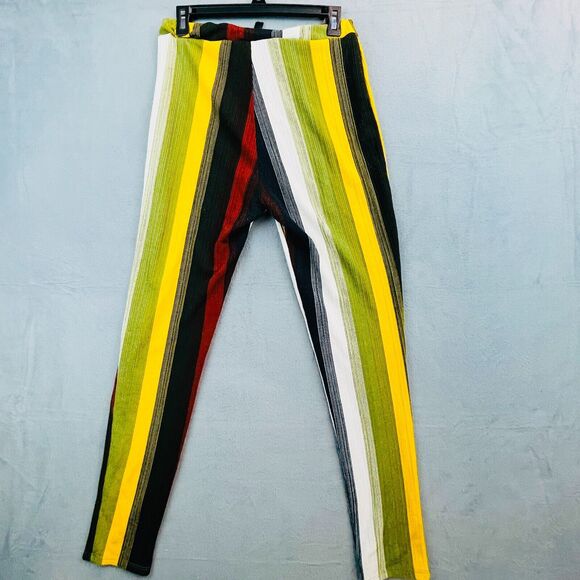 Retro 70s Boho Penny Primary Stripe Womens Sz Small High Waist Stretch Trousers - Picture 7 of 10